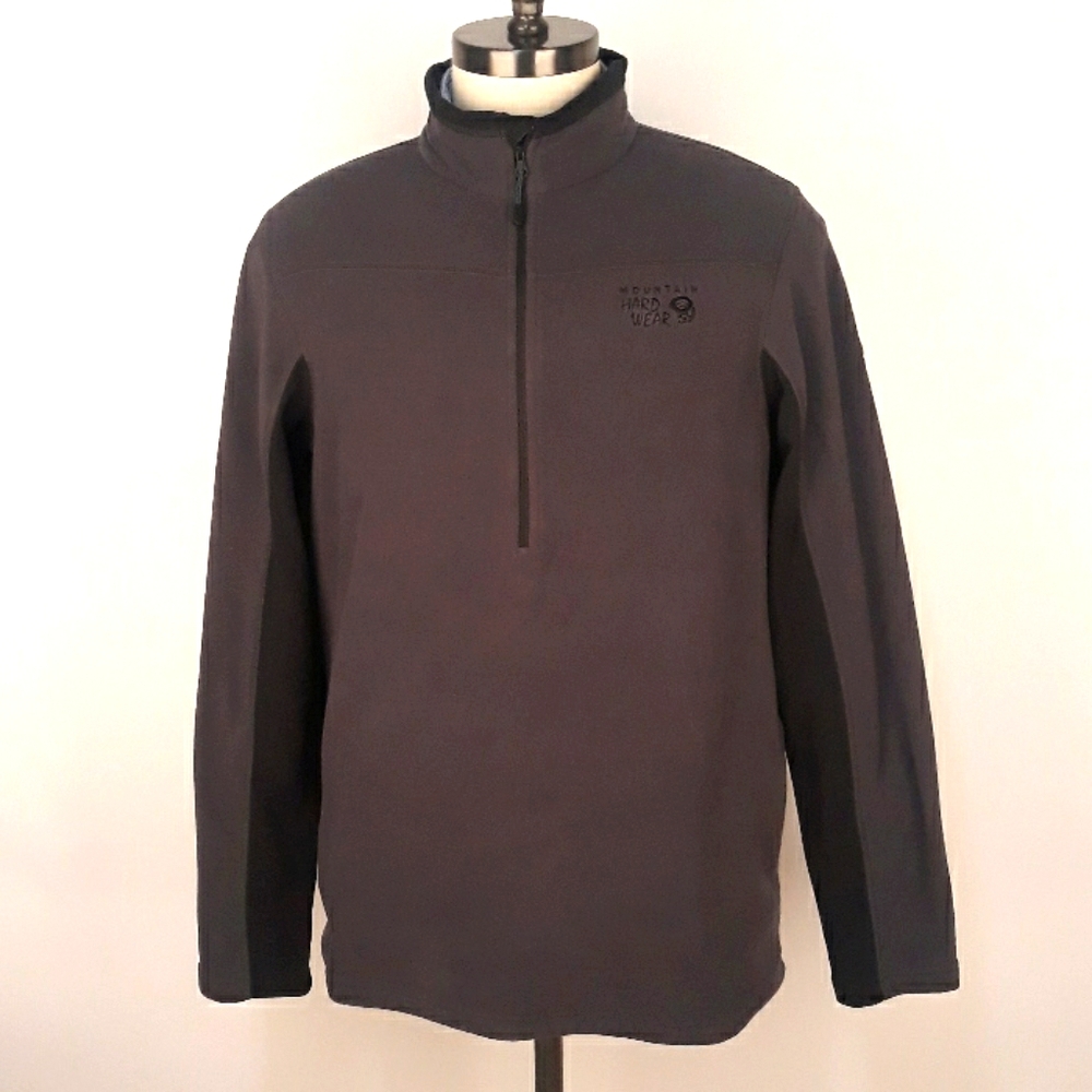 MOUNTAIN HARDWEAR Grey Fleece Large Mens Pullover Half‎ Zip Jacket